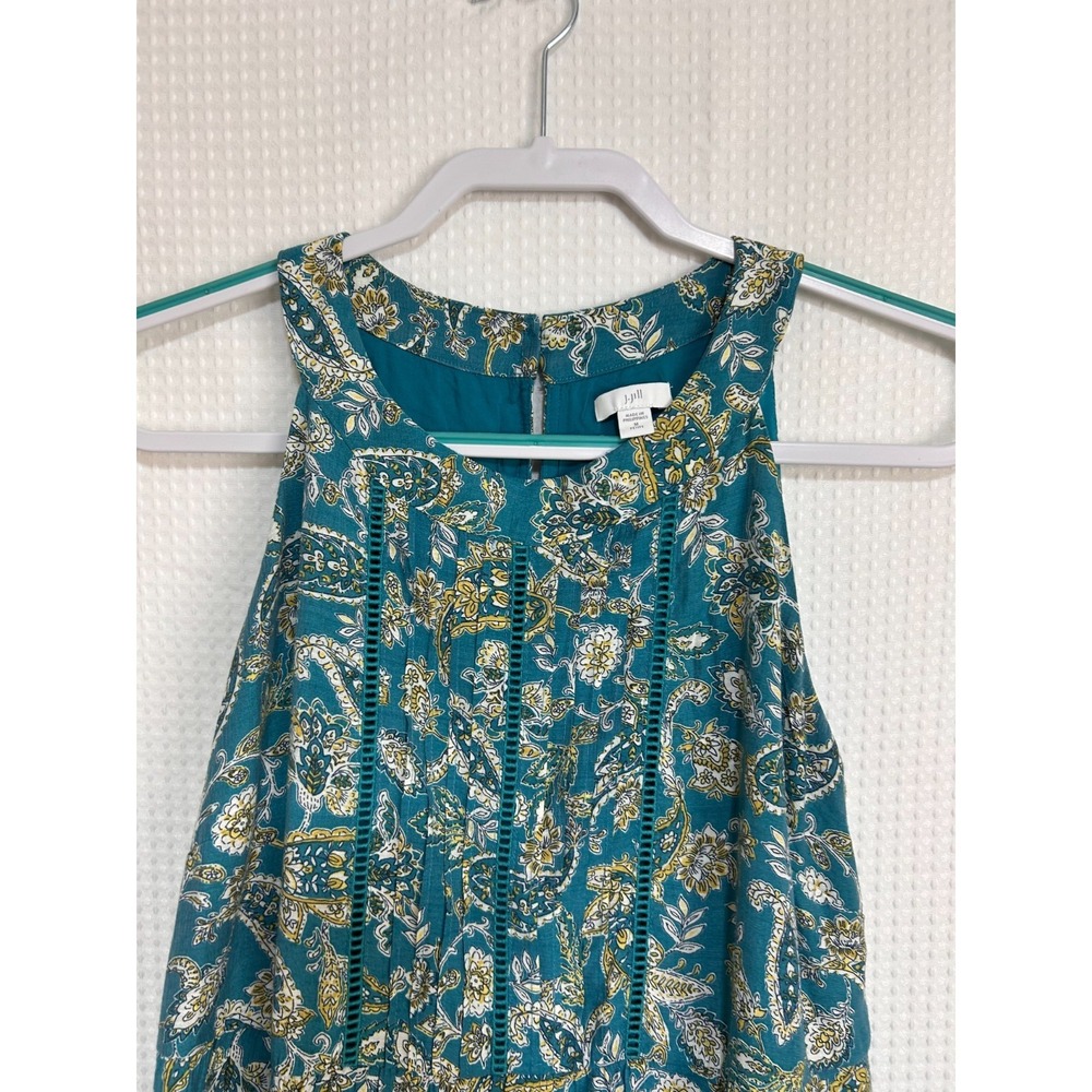 J. Jill Teal Paisley Tiered Maxi Dress Halter Size Medium Petite Summer Boho I - Picture 10 of 11